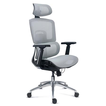 DEMO# Sedia Ergonomica TITAN, Sedile Regolabile in Profondità, Comoda e Moderna, Rete Grigia