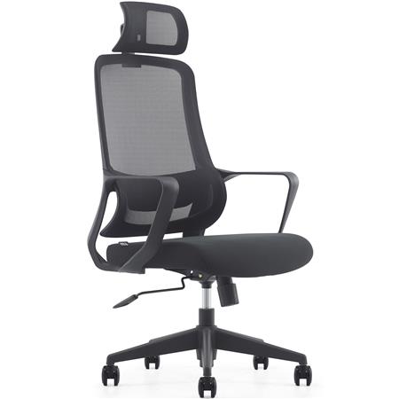 Sedia Operativa LUNA, Ergonomica, Poggiatesta, Supporto Lombare, Rete e Tessuto, Nero