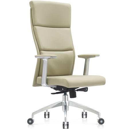 Poltrona Direzionale MONZA, Elegante e Di Classe, Confortevole, Struttura in Metallo, Vera Pelle, Crema