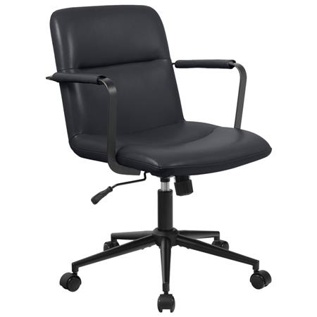 Sedia da Ufficio COBY, Design Elegante, Imbottita e Molto Comoda, in Vera Pelle Nera
