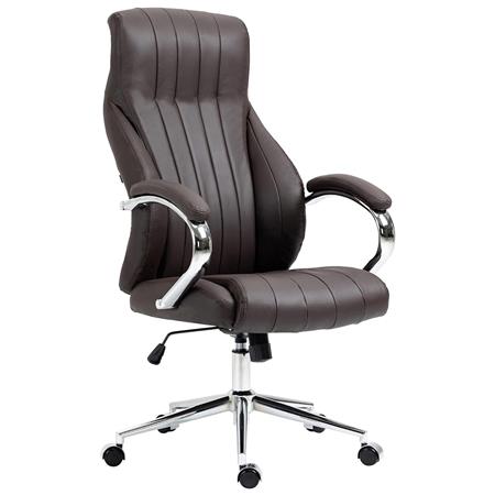 Poltrona Da Ufficio DANIA, Robusta ed Elegante, Struttura in Metallo, Vera Pelle, Marrone