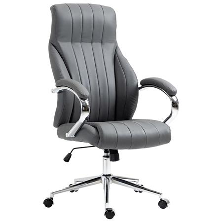 Poltrona Da Ufficio DANIA, Robusta ed Elegante, Struttura in Metallo, Vera Pelle, Grigio