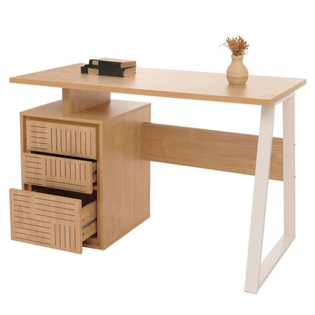 Scrivania HESSEN, con Cassettiera, 118x58x77cm, Pratica ed Elegante, Legno color Faggio