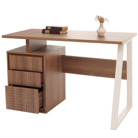 Scrivania HESSEN, con Cassettiera, 118x58x77cm, Pratica ed Elegante, Legno color Noce