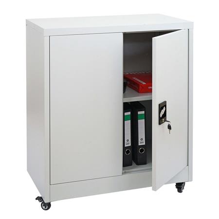 Mobiletto per Archivio BRENTON, 98x80x40cm, Serratura e Ruote con Freno, Acciaio, Grigio