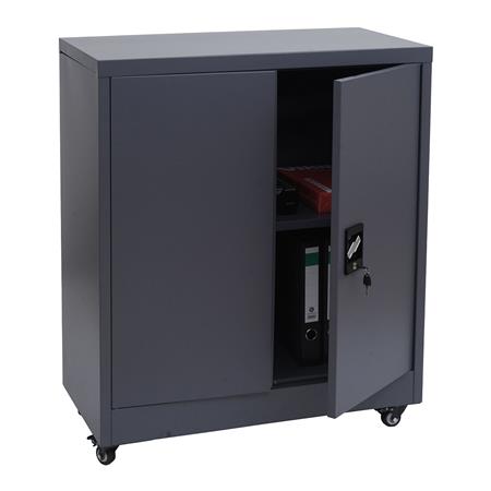 Mobiletto per Archivio BRENTON, 98x80x40cm, Serratura e Ruote con Freno, Acciaio, Grigio Scuro