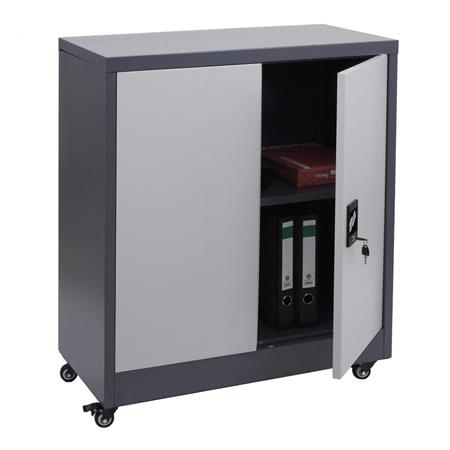 Mobiletto per Archivio BRENTON, 98x80x40cm, Serratura e Ruote con Freno, Acciaio, Bicolore