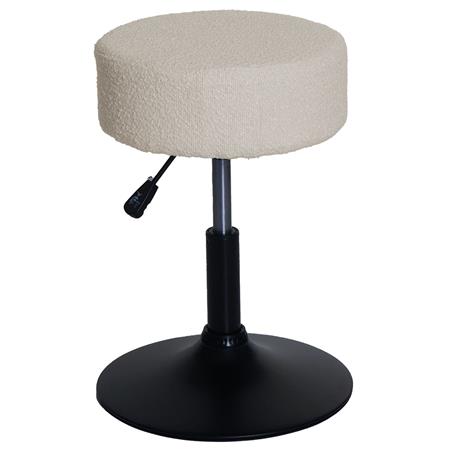 Sgabello BLOOM, Girevole a 360º, Sedile Imbottito, in Tessuto Bianco
