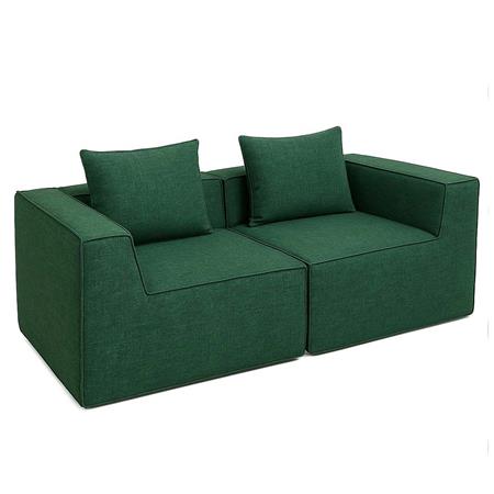 Divano Componibile NANUK, 2 Posti, Versatile e Comodo, Con Cusini, Tessuto, Verde