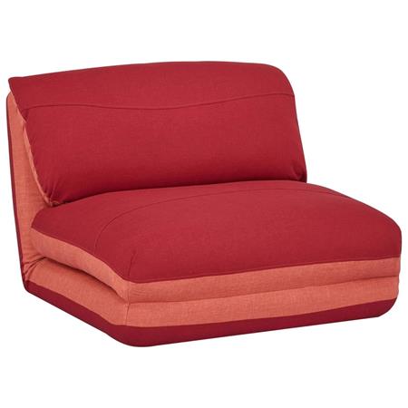 Poltrona NANTES, Trasformabile in Letto, Apertura Rapida, in Tessuto Rosso e Arancione