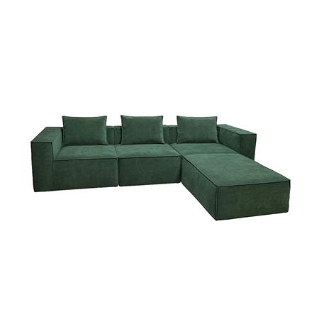 Divano Componibile NANUK, 3 Posti, Versatile e Comodo, Con Cusini, Tessuto, Verde