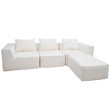 Divano Componibile NANUK, 3 Posti, Versatile e Comodo, Con Cusini, Tessuto, Crema