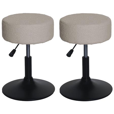 Lotto di 2 sgabelli BLOOM, Girevoli a 360º, Sedile Imbottito, in Tessuto Beige
