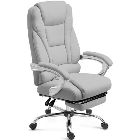 DEMO# Poltrona da ufficio COMODITY TESSUTO, Spessa imbottitura, Poggiapiedi Estensibile, color Grigio chiaro