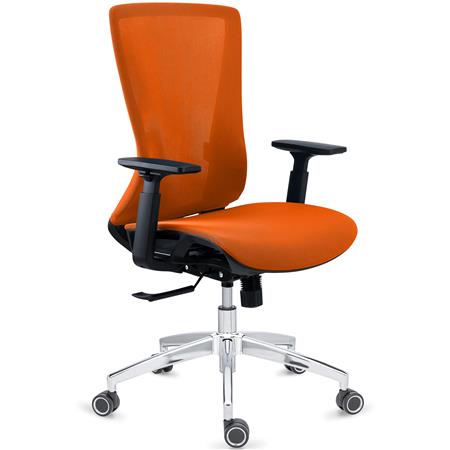 Sedia Per Ufficio EVANS, Ergonomica, Elegante, in Rete e Tessuto Arancione