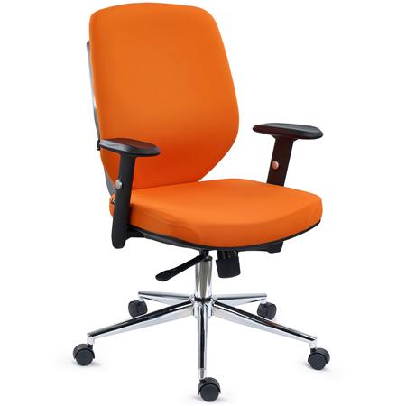 DEMO# Sedia Ergonomica TRAFIC, Supporto Lombare Regolabile, Comoda Imbottitura, Tessuto Arancione