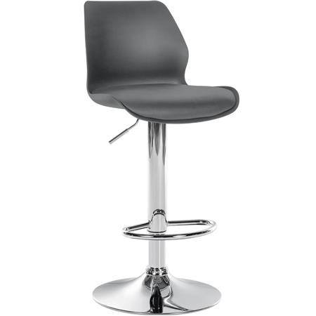 Sgabello DALIAN, Sedile Imbottito con Rivestimento in Pelle, colore Grigio