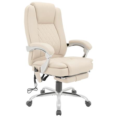 Poltrona da Ufficio CABUYA, Funzione Massaggio e Riscaldante, Reclinabile, Pelle Crema