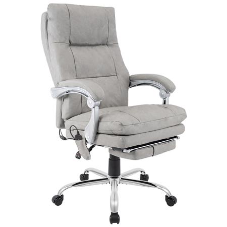 Poltrona per Ufficio SARMI, Funzione Massaggiante, Base in Metallo, Pelle Grigia