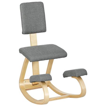 Sedia Posturale MOLTY, Struttura in Legno, con Schienale, in Tessuto Grigio