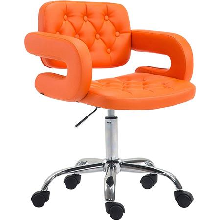 Sedia da ufficio SAMSON, Comoda Imbottitura con Braccioli, in Pelle Arancione