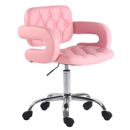 Sedia da ufficio SAMSON, Comoda Imbottitura con Braccioli, in Pelle Rosa