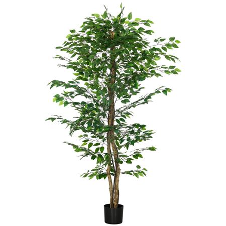 Pianta per Ufficio VITAL, Ficus alto 180cm, Vaso in Metallo, Verde