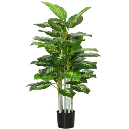 Pianta per Ufficio PALI, Aglaonema alta 120cm, con Vaso Nero, Verde