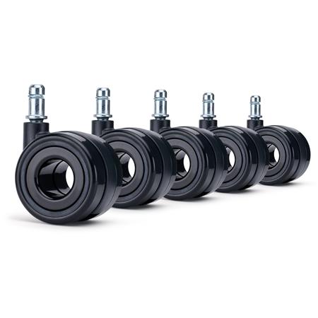 5x Ruote per Sedie da Ufficio AERO 11x60mm, Resistenti e Silenziose, Nero