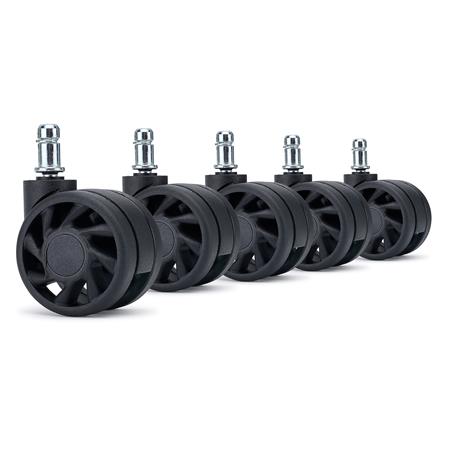 5x Ruote per Sedie da Ufficio RACE 11x50mm, Design Moderno, Nero