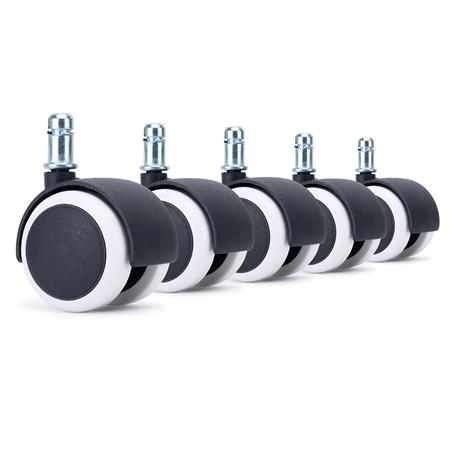 5x Ruote per Sedie da Ufficio CLASS 11x50mm, Design Moderno, Bianco
