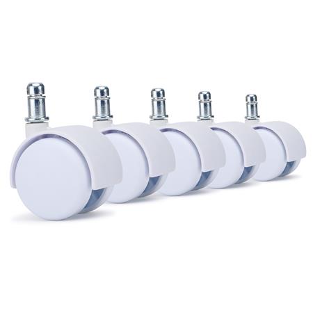 5x Ruote per Sedie da Ufficio MOVE 11x50mm, Dotate di Freno, Bianco