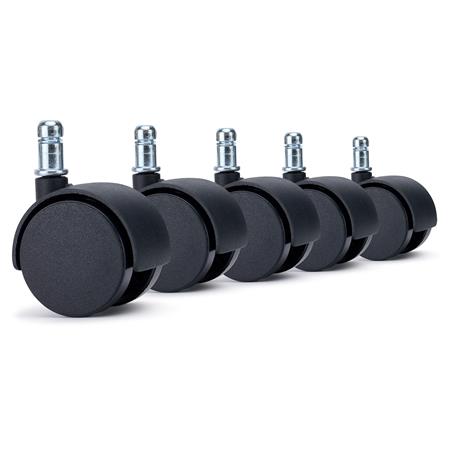 5x Ruote per Sedie da Ufficio MOVE 11x50mm, Bordo Piatto, Nero