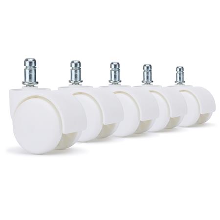 5x Ruote per Sedie da Ufficio JACK 11x50mm, Design Moderno, Bianco