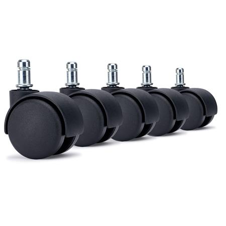 5x Ruote per Sedie da Ufficio SPIN 11x50mm, Minimalista e Funzionale, Nero