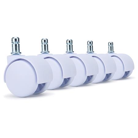 5x Ruote per Sedie da Ufficio SPIN 11x50mm, Minimalista e Funzionale, Bianco