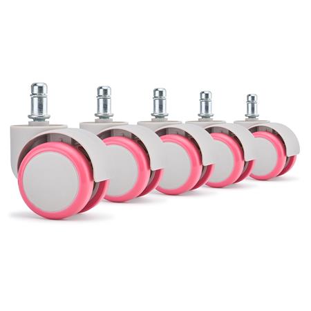 5x Ruote per Sedie da Ufficio ARC 11x50mm, Design Contemporaneo, Rosa