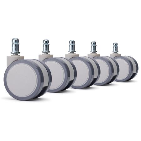 5x Ruote per Sedie da Ufficio EVOX 11x50mm, Stile Minimalista, Grigio