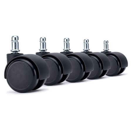 5x Ruote per Sedie da Ufficio RUSH 11x50mm, Design Elegante, Nero