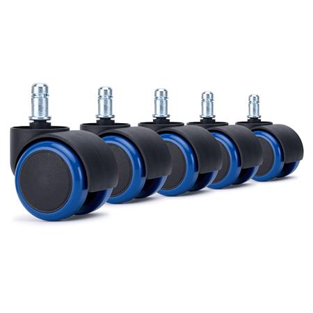 5x Ruote per Sedie da Ufficio VELO 11x50mm, Eleganza e Fluidità, Blu