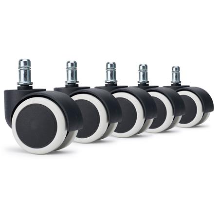 5x Ruote per Sedie da Ufficio VELO 11x50mm, Eleganza e Fluidità, Bianco