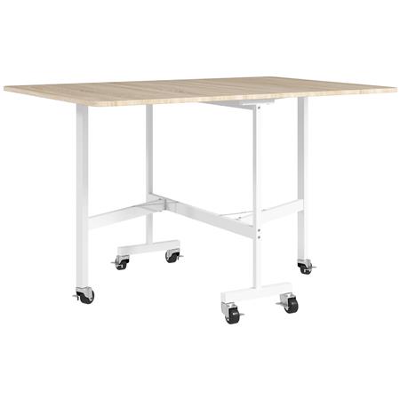 Tavolo per Sala Riunioni NICOSIA, Pieghevole, con Ruote, in Acciaio e Legno Rovere