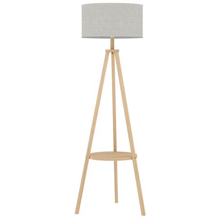 Lampada per Ufficio FOCUSA, Paralume in Lino, Struttura in Legno Massello, Grigio