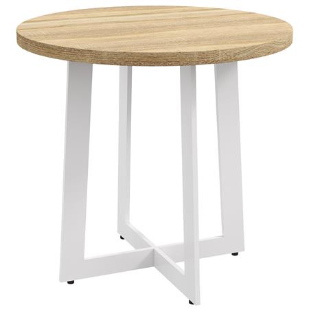 Tavolo per Sala Riunioni TACXA, Base Acciaio Bianco, Piano in Legno Rovere