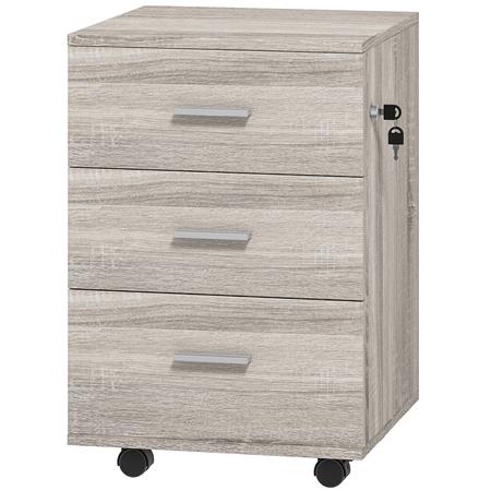 Cassettiera con Ruote ESLAN, 3 Cassetti, 40x40x61,5cm, Grigio