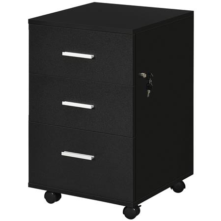 Cassettiera con Ruote ESLAN, 3 Cassetti, 40x40x61,5cm, Nero