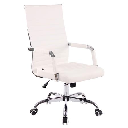 DEMO# Sedia da Ufficio BERLIN, Design Elegante, Base in Metallo, Pelle Bianca