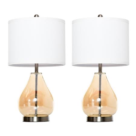 Set di 2 Lampade per Ufficio NIRA, Struttura in Vetro a Forma di Goccia, Bianco