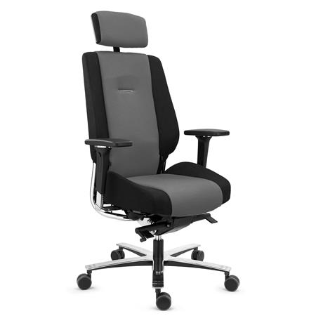 Sedia Ergonomica KRATOS, Alta Gamma, Massimo Comfort, Certificata Uso 24h, Tessuto Grigio
