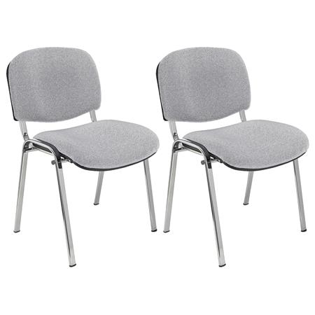 Lotto di 2 Sedie Conferenze MOBY BASE, Comode e Pratiche, Gambe Cromate, Tessuto Grigio